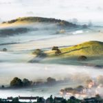 mist over countryside England