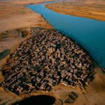 village on the bank of the niger river mali