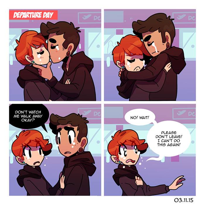 Long distance relationships comic illustration